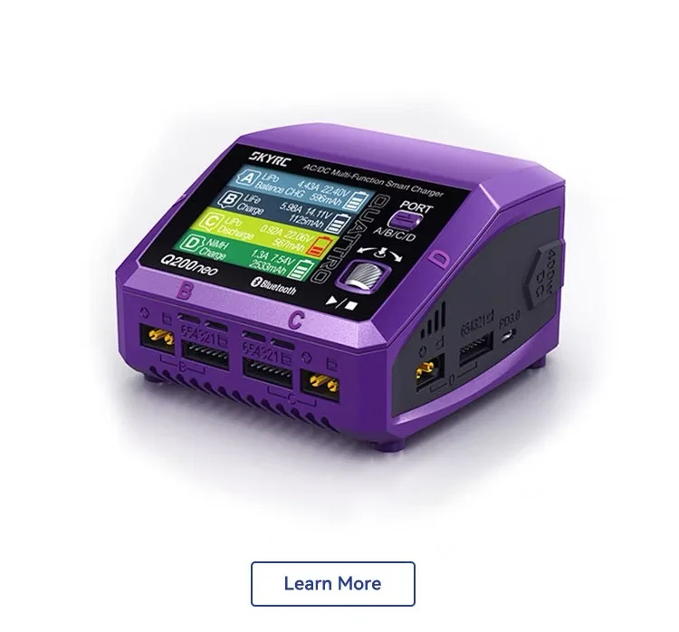 

Многофункциональное зарядное устройство Skyrc Q200neo 200 Вт/400 Вт для 1-6S Lipo/LiHV/LiFe/LiIon 2-15S NiMH/NICD аккумуляторов