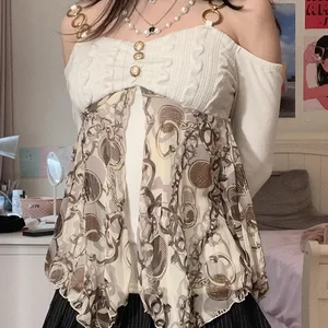 Top y2k lolita topos außerhalb von Cyber Cyber höhere Mangel 12 Hauptverkäufe von Branco Branco - №11