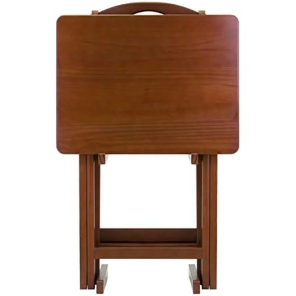 مجموعة صواني تلفزيون مريحة قابلة للطي مكونة من 5 قطع - طاولات مدمجة قوية، تصميم إطار X، طاولات وجبات خفيفة محمولة، تجميع بسيط، مثالية لـ E #6