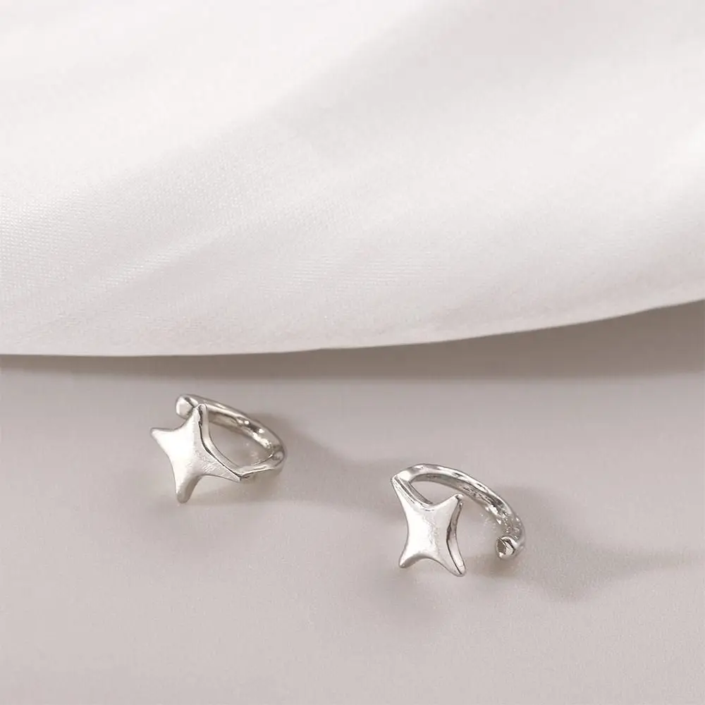 

Ladies Girls Fashion Jewelry Silver Color Ear Cuff Star Shaped Korean Style Star Ear Clips Women Earrings Cartilage Stud