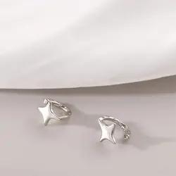 Ladies Girls Fashion Jewelry Silver Color Ear Cuff Star Shaped Korean Style Star Ear Clips Women Earrings Cartilage Stud