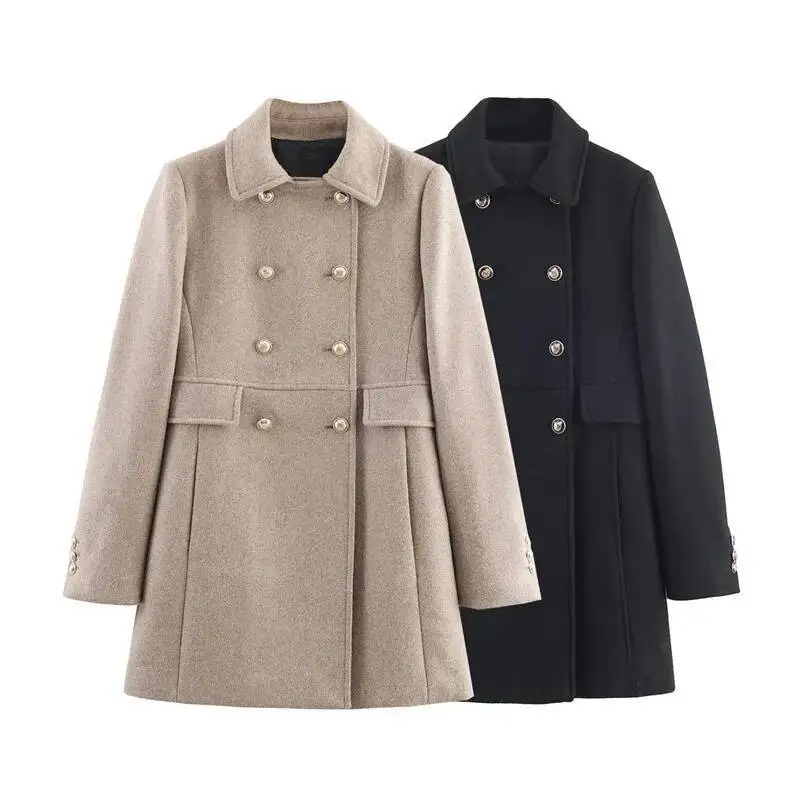 

2025 Chic Women Vintage Elegant Double Breasted Buttons Turn-Down Collar Streetwear Losse Autumn Casual Female Coats Overcoat
