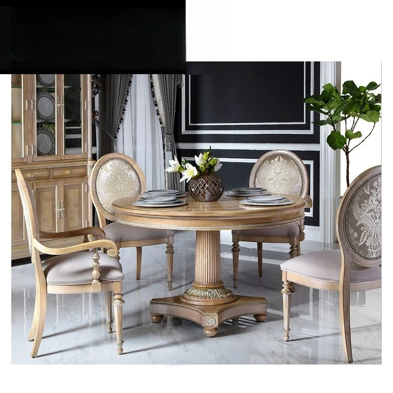 Neoclassical series European dining chair Home dining chair Backrest fabric European armchair