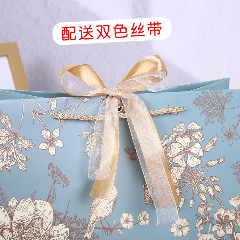 30pcs Fresh Flower Cardboard Paper Box Present Box Bag with Bow Ribbon Birthday Party Baby Shower Weddding Party Gift Packaging