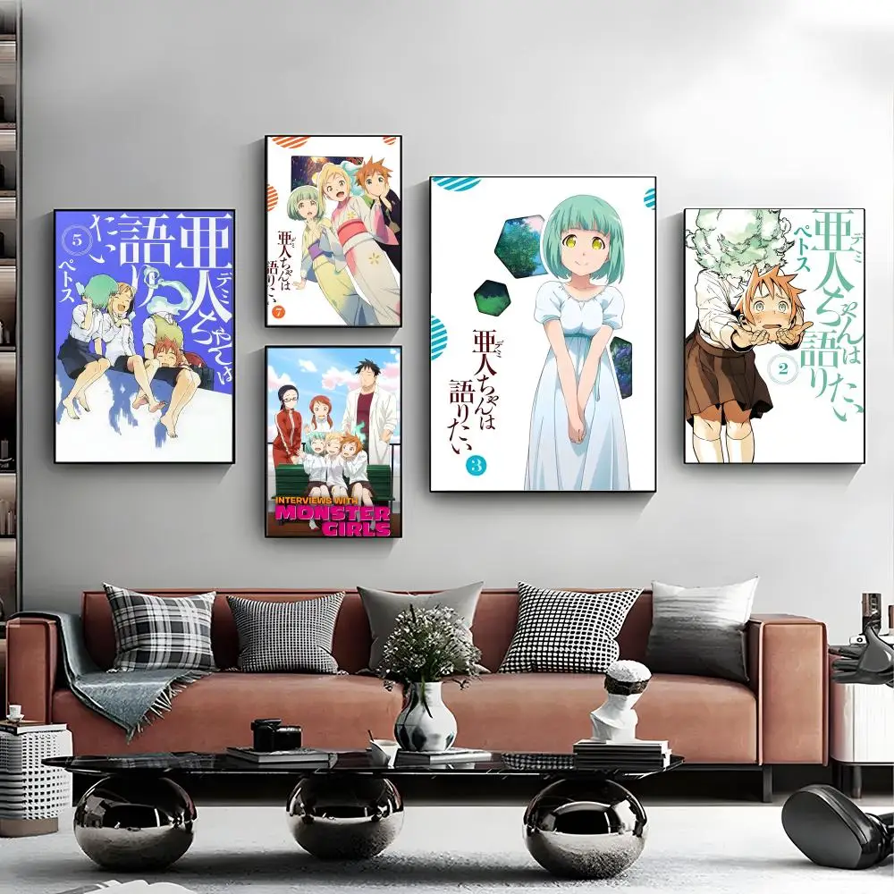Slice-of-Life Anime Interviews with Monster Girls Poster Canvas Wall Art Print Poster Decorative Mural Home Decor Gift Unframed
