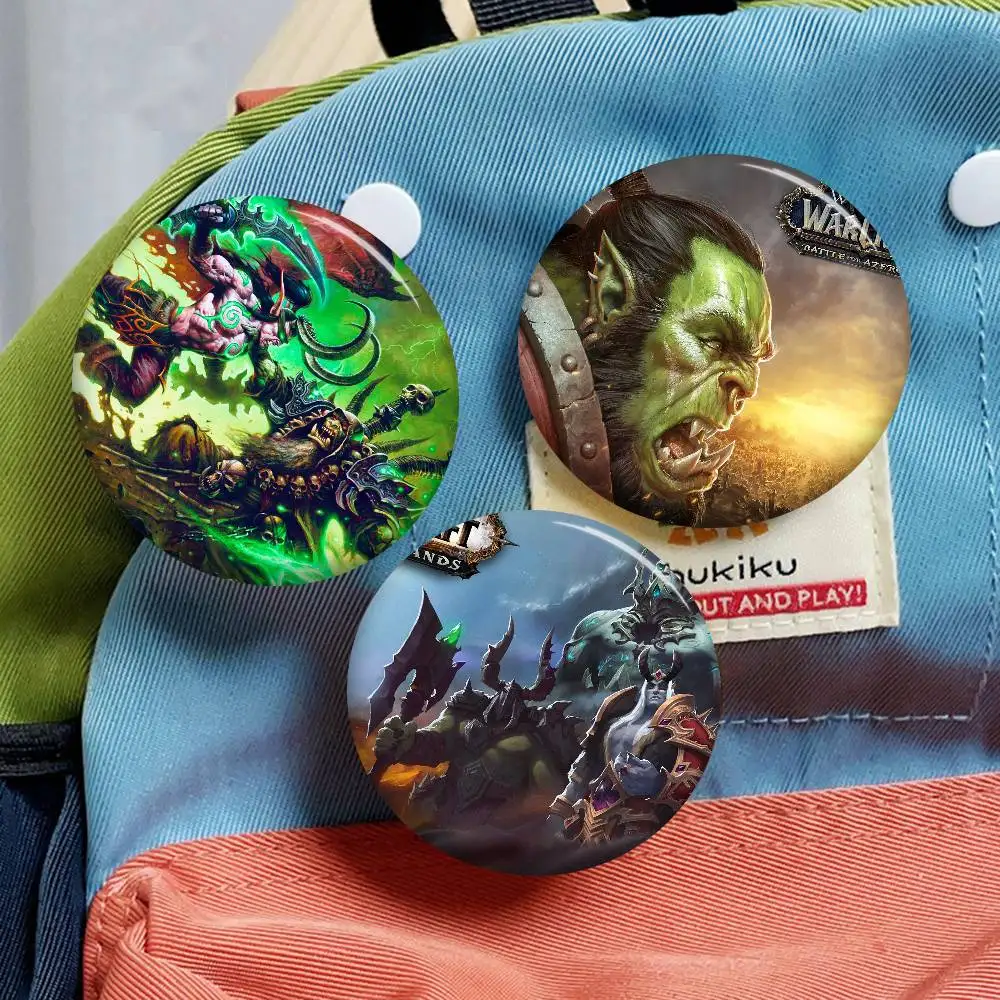 Video Game World Of Warcraft Cartoon-Broschen, Anime-Abzeichen, runde handgefertigte Brosche, Anstecknadeln, Schmuck für Rucksack, Kleidung, Geschenke