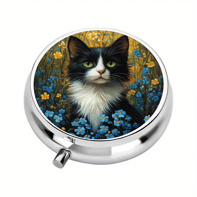 Single pack, wallet-style pill box, with 3 compartments for storing cat vitamin pills, a vitamin storage box suitable for wallets and travel gifts