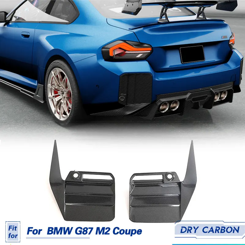 Car Rear Bumper Splitters Canards Prepreg Dry Carbon for BMW G87 M2 Coupe 2-Door 2022 2023 Racing Rear Bumper Trim Body Kits