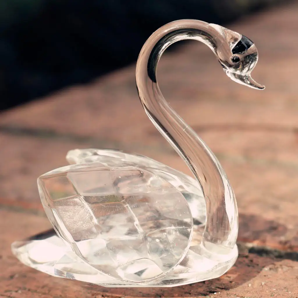 Clear Crystal Swan Shaped Figurine Wedding Party Favor in Gift Box Decorative Table Accent for Special Event