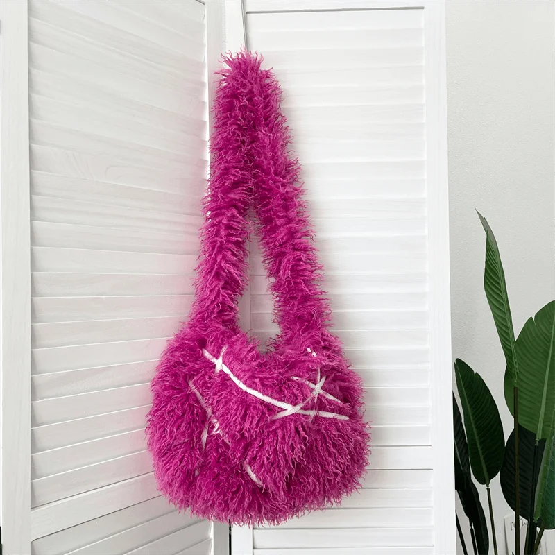 

Faux Mongolian Fur Factory Outlet Ladies Faux Sheepskin Plush Handbag Long Sheepskin Handbag