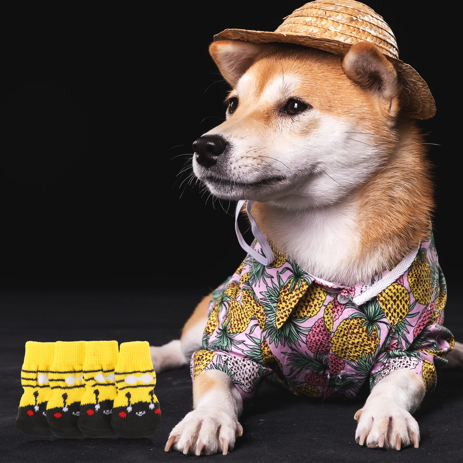 

4pcs Anti-Slip Dog Socks Winter Warm Cotton Paw Protectors For Small Dogs Washable Wear-Resistant Portable Pet Accessories