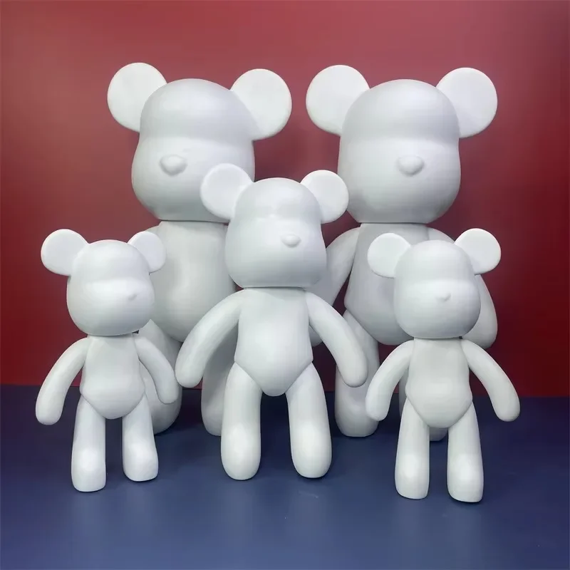 Vinyl Violent Bear Figure Statue White Bear Figurine Sculpture DIY Handmade Fluid Pigment Doll Toys Decoration Desk Accessories