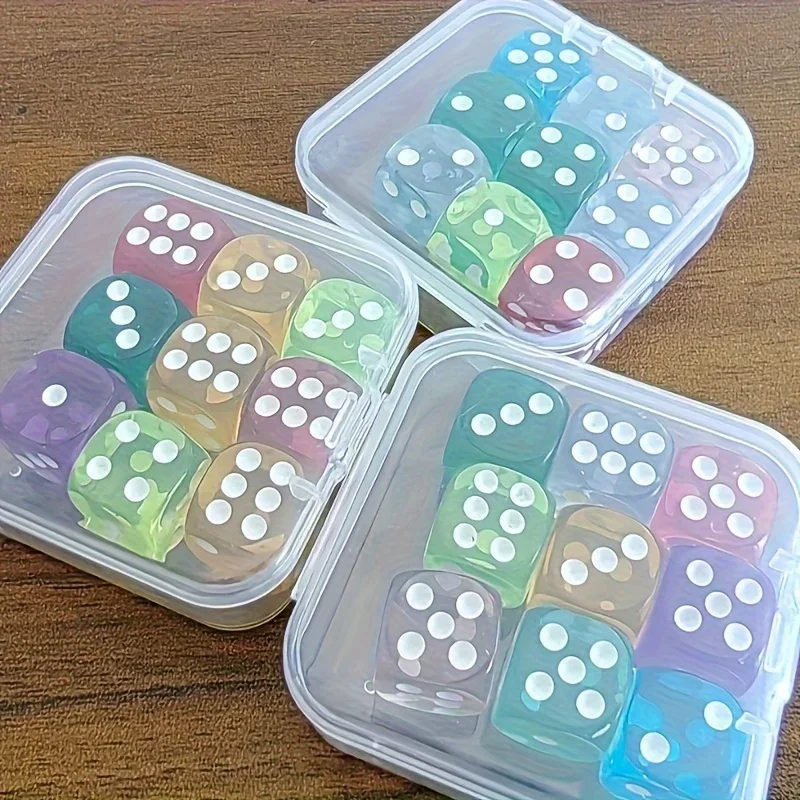 

9pcs/set Vibrant Color Dice Set - Assorted Colors, Portable Transparent Storage Box, Perfect for Math Games, Gaming Enthusiasts