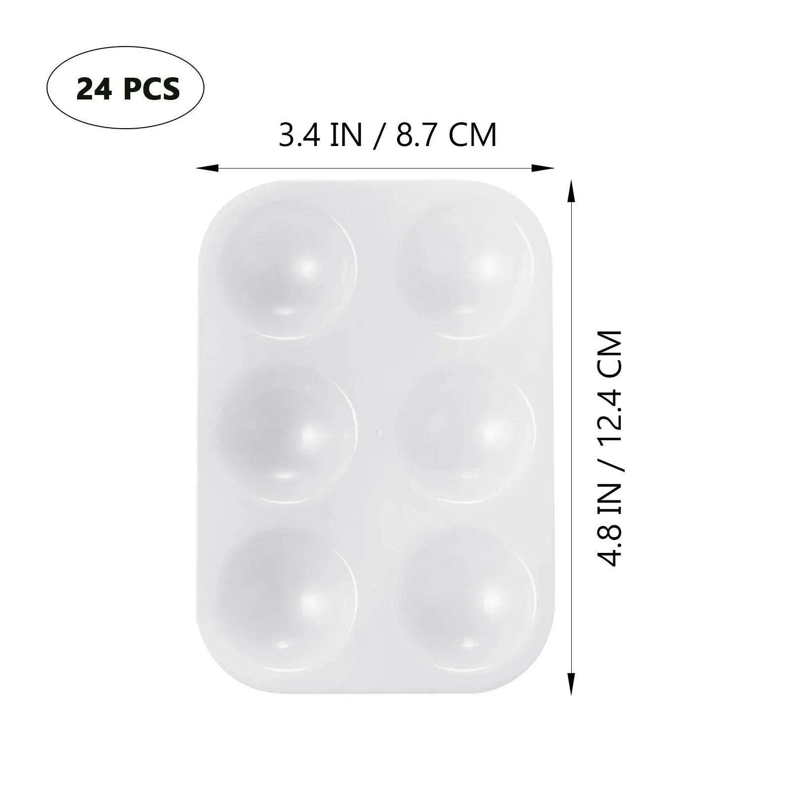 6-gaats kunststof rechthoekig kunstschilderij kleurenmengpalet, wit met verdikte randen