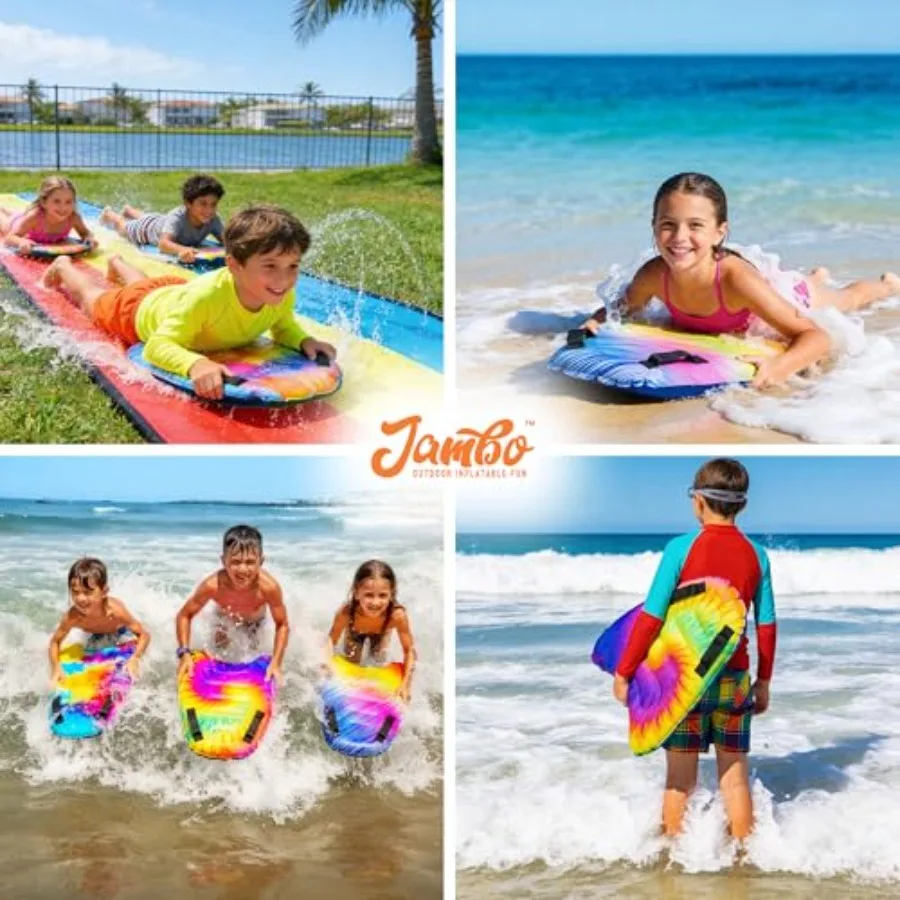 4 Pack Inflatable Surf Body Boards With Handles For Water Slides Boogie Boards For Beach Pool Lake Slip Slides Lightweight Floa