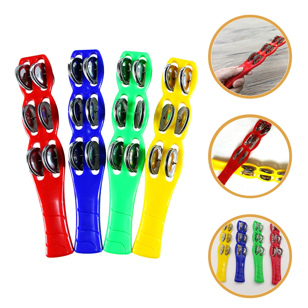 4 Pcs Liuling Board Eraser Jingle Sticks for Toddler Children Musical Instrument Tambourine Pp Kids