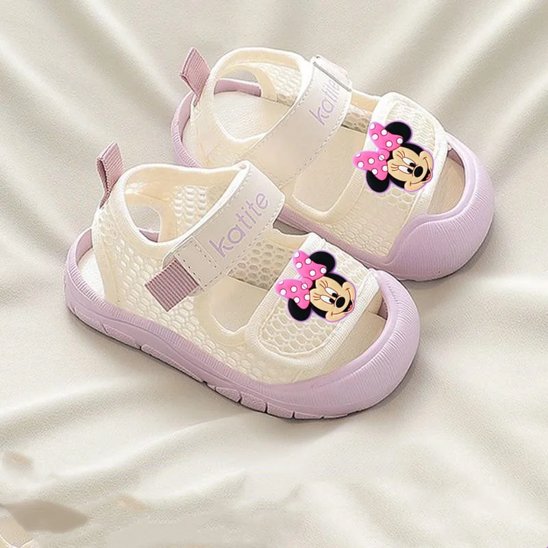 

Beach Shoes Summer New Baby Girl Slippers Disney Mickey Mouse Baby Soft-Sole Toddler Shoes minnie boy Breathable Mesh Sandals