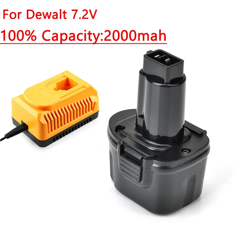 100% 2000MAH Battery Replacement for DeWalt 7.2V DW9057, DE9057, DE9085, DW920K, DW920K-2, DW920K-2 Rechargeable Batteries