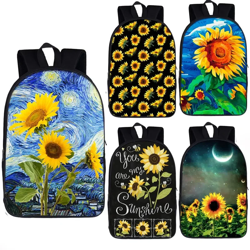 

Van Gogh Starry Night Sunflower Backpack Women Men Travel Bags Children School Bags Teenager Boys Girls Bookbag Laptop Backpacks