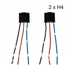 2pcs Car H4 3-pin Headlight Connector Plug Wire Socket 12/24V For H4 HB472 472 Bulb Copper Wire Plug-in Exten Repair Bulb Holder
