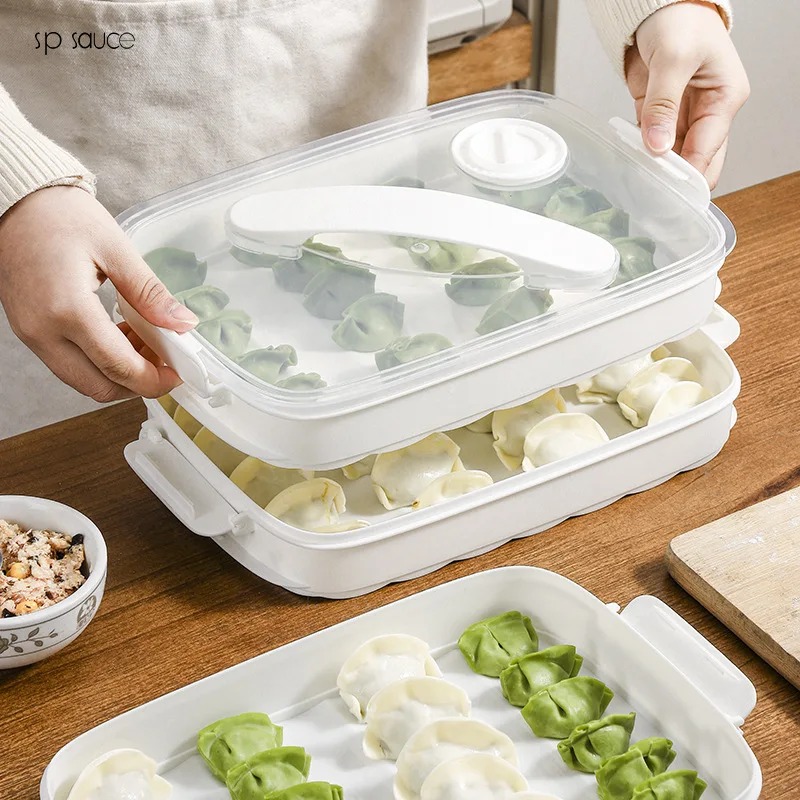 

Japan Portable Dumplings Storage Box, Refrigerator Stackable Plastic Food Container, Kitchen Organizer Accessories, Egg Holder T