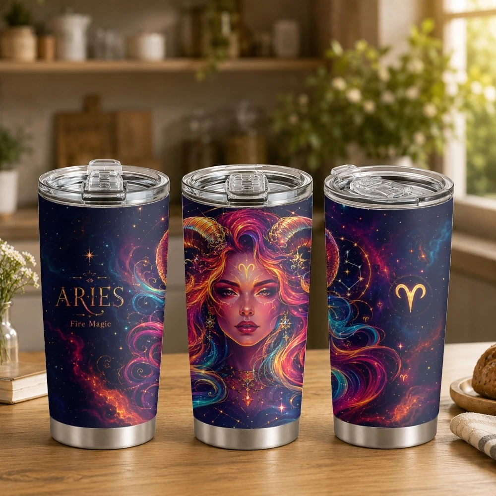 Twelve Zodiac Signs Vacuum Flasks 20oz Double Wall Coffee Tumbler Insulated Cup For Hot And Cold Drinks
