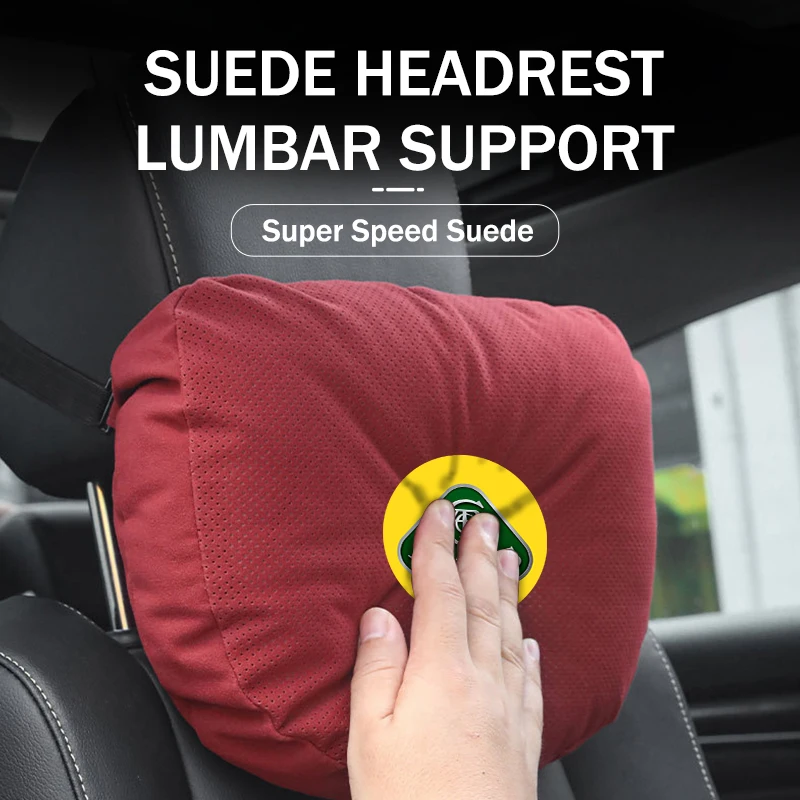 Suede Car Headrest Lumbar Support Waist Cushion Breathable For Lotus Eletre Emira Evija Envya Elise Evora Esprit Eterne Elite