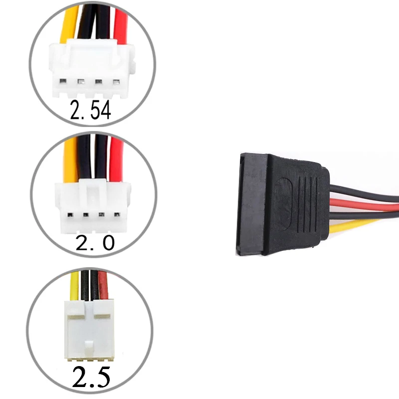 PH 2.0mm  XH2.54mm 4Pin Small Type to 15Pin HDD SATA Power Supply Cable Cord 20AWG Wire For Industrial all-in-one HD Mini PC PDD