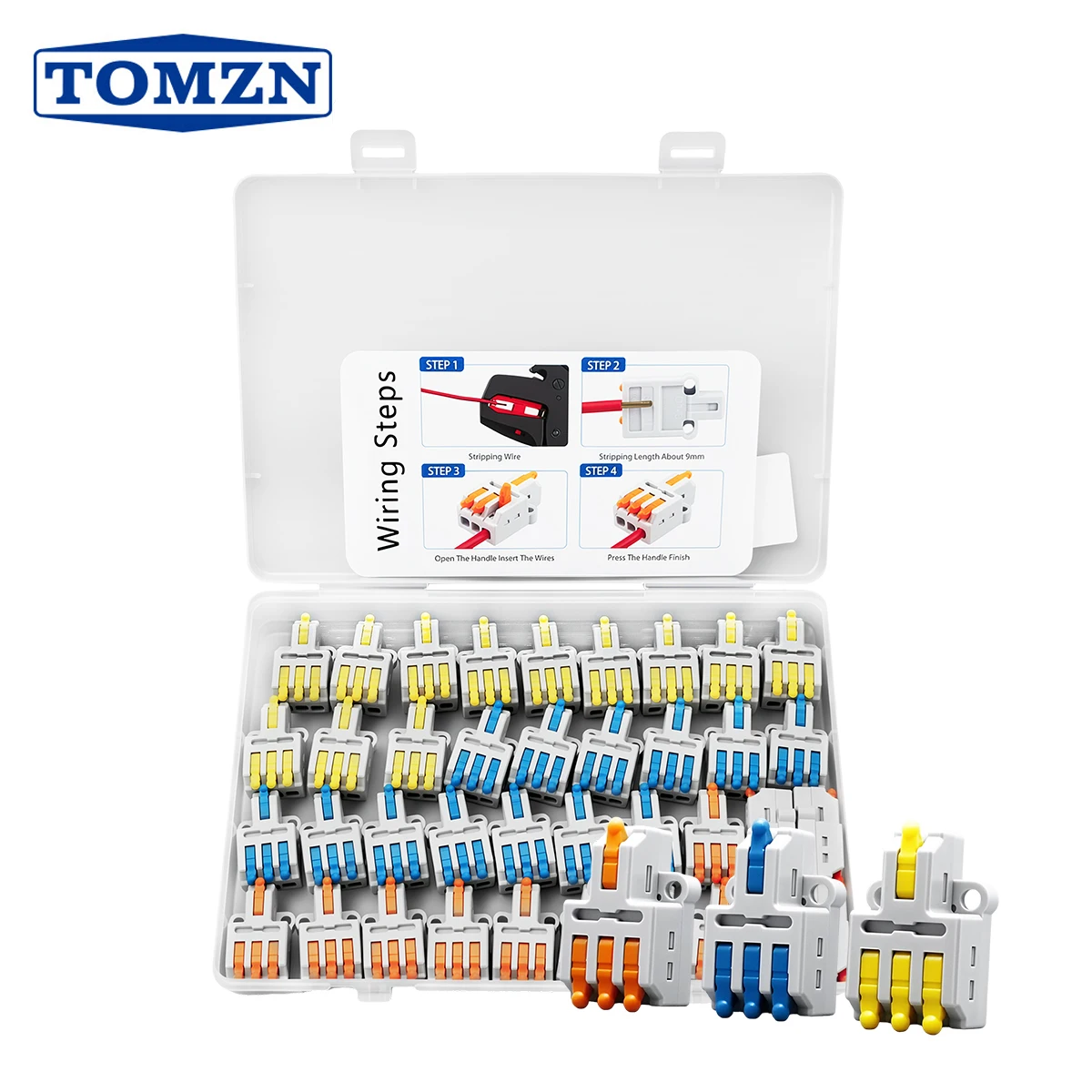 TOMZN D1-2 D1-3 D1-4 D1-5 Quick Connect Wire Connector 250V 32A 0.2-4mm² Transparent Lever Nut Terminal Block for Cable