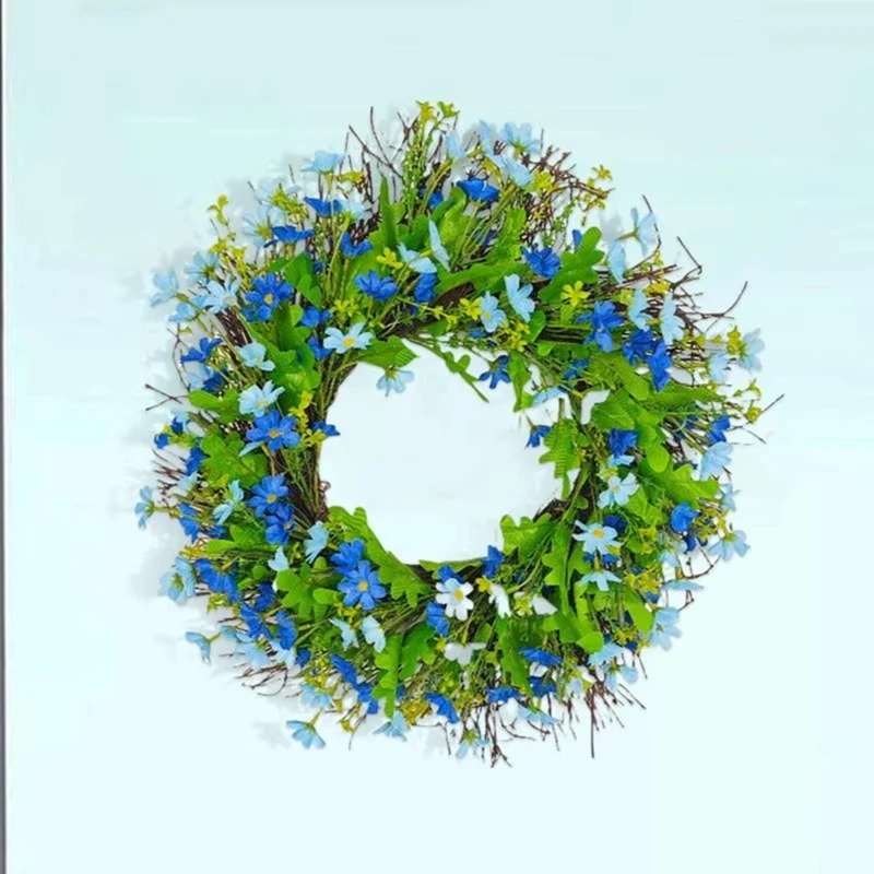Frühlingskranz für Haustür, künstliche Frühlings-Fronttür-Girlande, helle Farbe, Wildblumen-Kranz für Veranda, Kamin