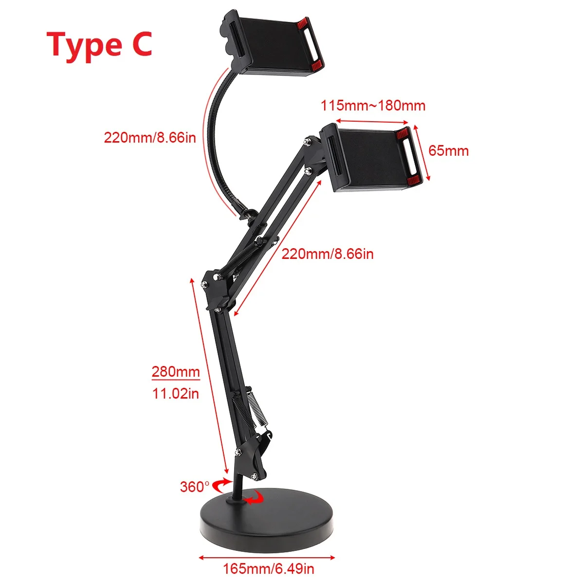 Extendable Cell Phone Holder with Suspension Boom Scissor Long Arm Mount Stand for Live Broadcast Studio Chatting