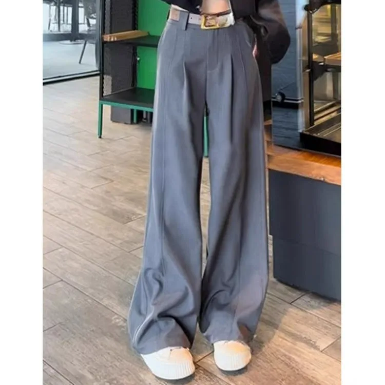 بدلة ثنية عالية الخصر بنطال ذو قصة أرجل واسعة للنساء صيفي جديد مستقيم وفضفاض للتخسيس طويل القامة بطول الأرض بنطلون أعمال أنيقة... #5
