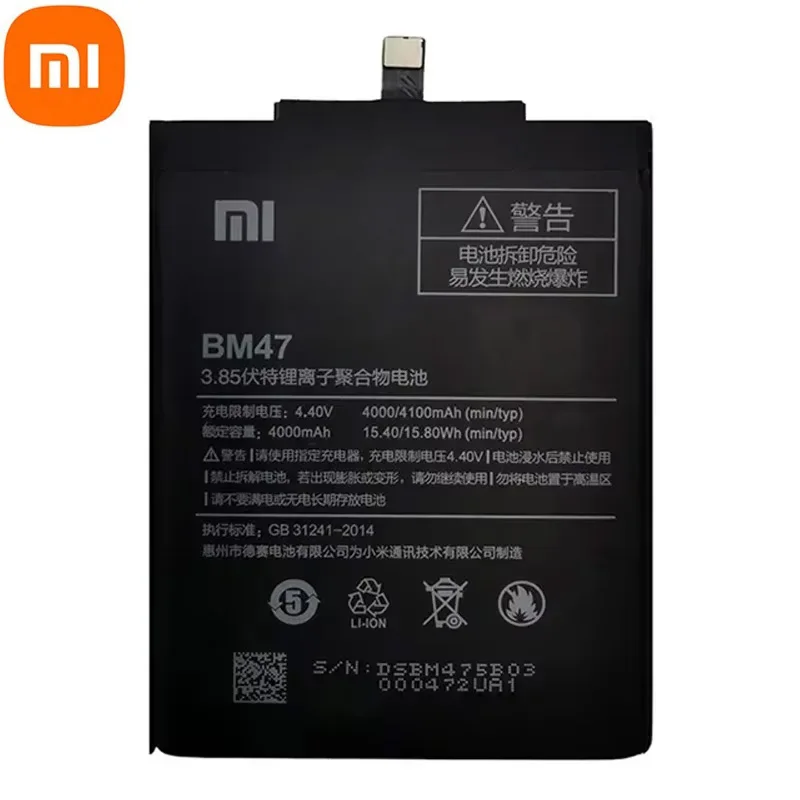 2025 Years BM47 Original Battery For Xiaomi Hongmi Redmi 3Pro 3 Pro 3S 3X 4X Phone Battery Bateria 4100mAh Fast Shipping