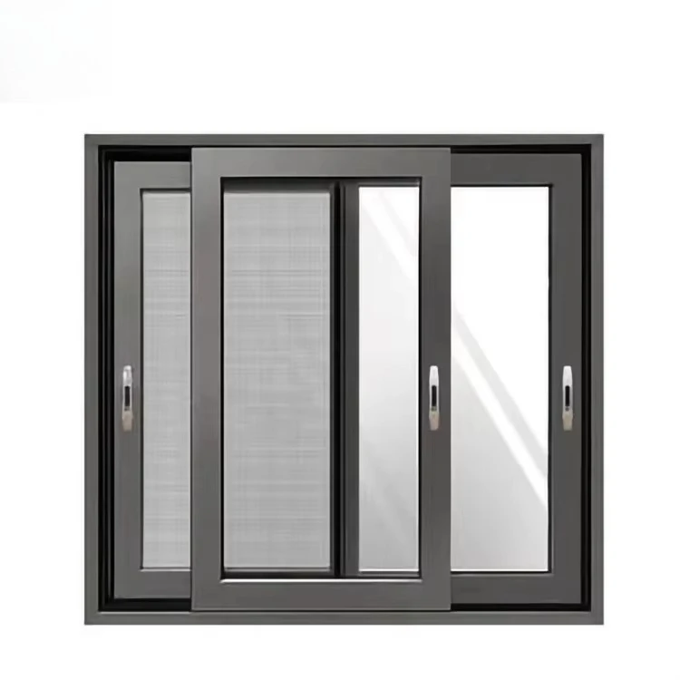 

Villa custom black energy-saving double-layer glass anti-theft aluminum sliding window with mosquito net