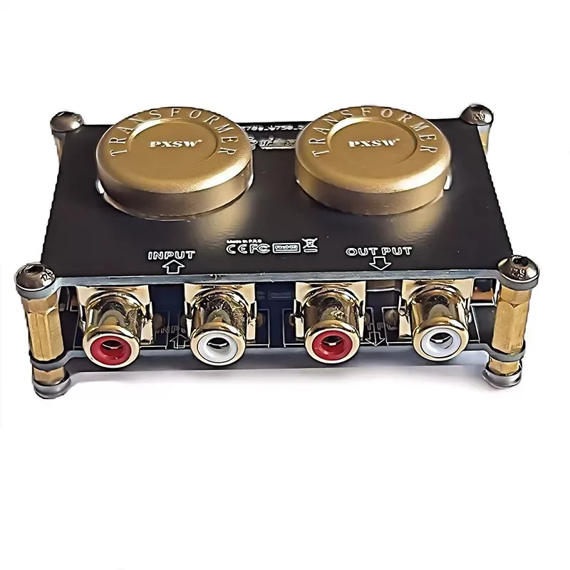 Audio isolator step-up transformer, eliminates current noise, improves tone, and passive preamplifier increases amplification
