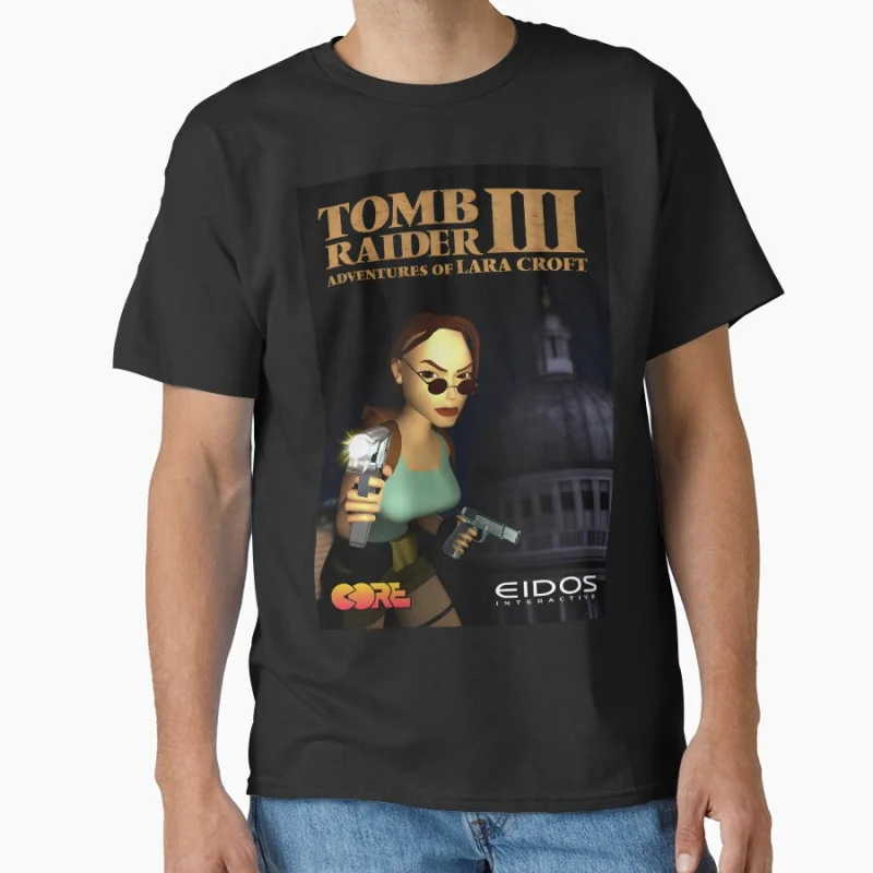 

Tomb Raider 3 Lara Croft The Angel Of Darkness 80s Video game Gift t shirt for man Large size Tops printed men's Clothes