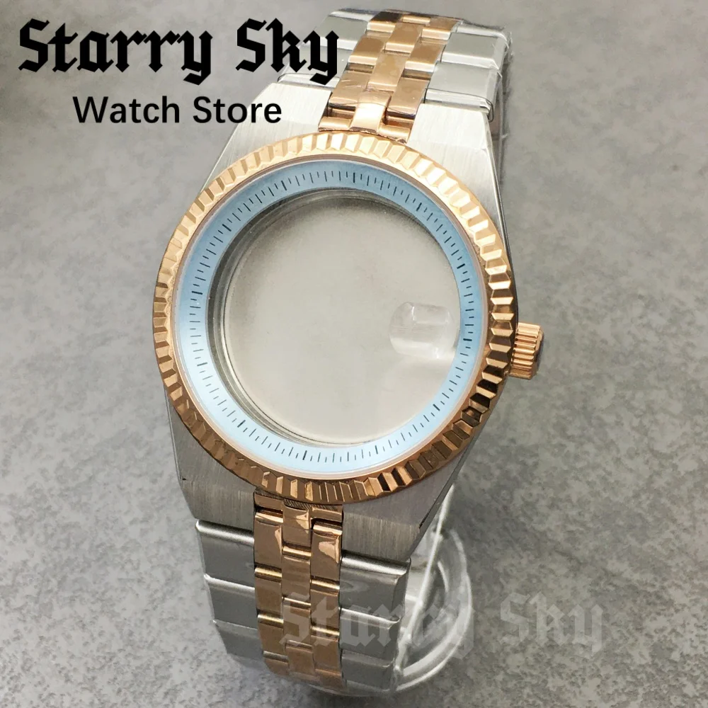 Starry Sky 36mm/40mm Sapphire Glass Stainless Steel Two Tone Rose Gold Land-Dwelwe Watch Cases Fit NH35 Movement Watch Accessory