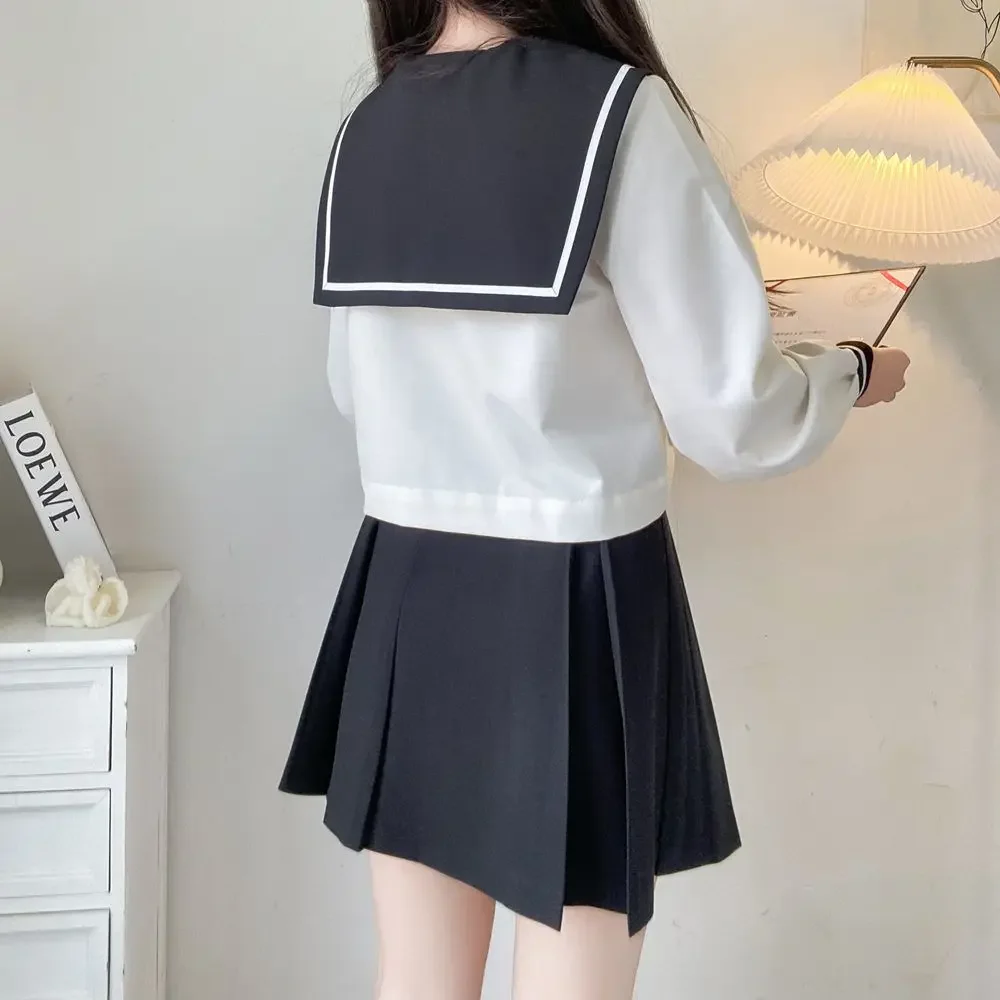 2024 Autunno Originale Giapponese Jk Uniforme A Maniche Lunghe Magliette E Camicette Mini Gonna di Modo delle Donne Coreano Della Scuola Ragazza Uniforme Vestito Da Marinaio