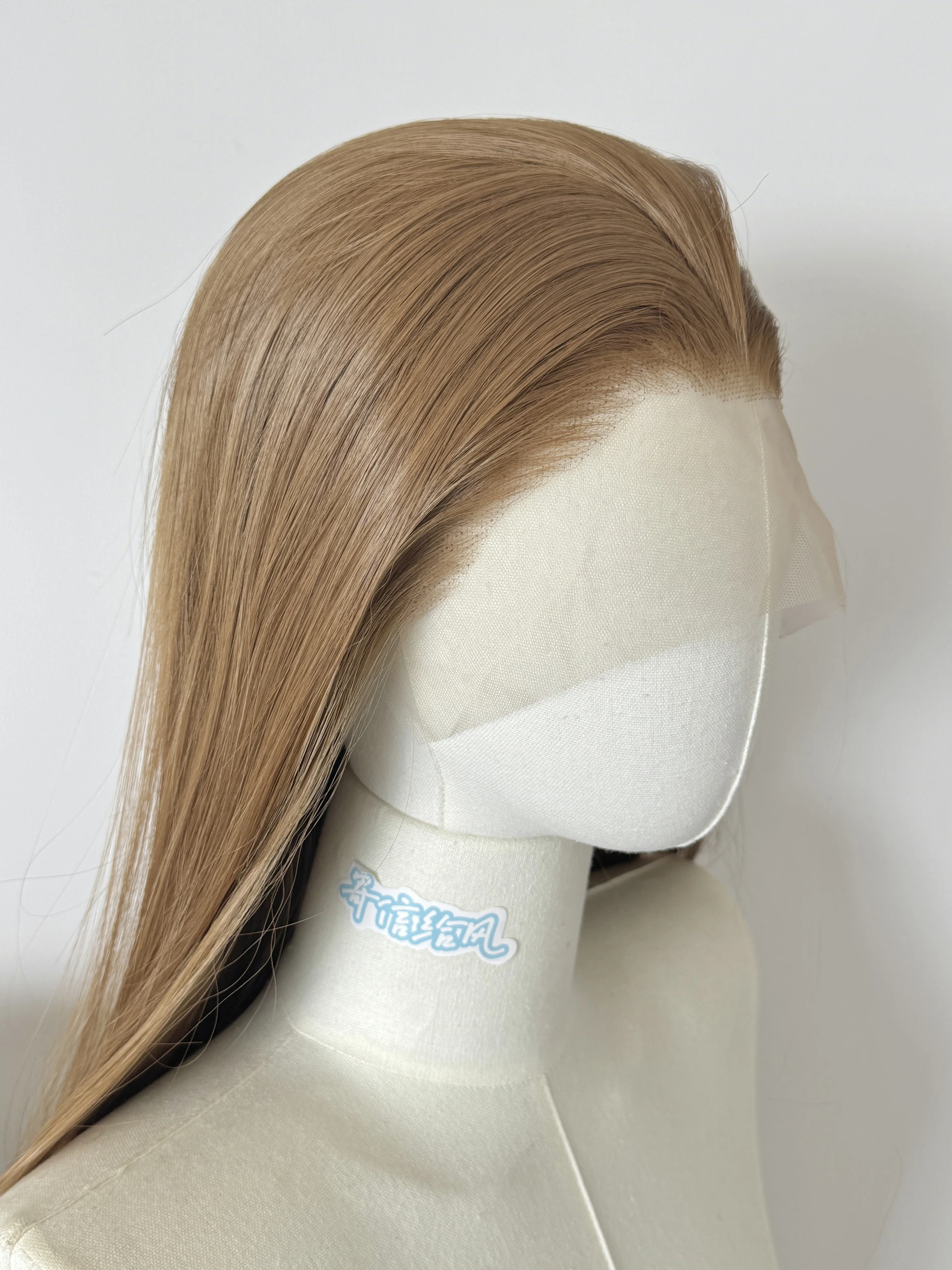 Wig Lace Front Almond Brown untuk Wanita, Panjang Lurus 13*4, Lace Frontal Alami Sintetis Tahan Panas untuk Cosplay dan Kegunaan Sehari-hari