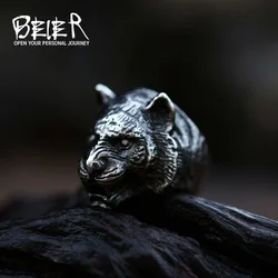 Beier Stainless steel antique black Domineering tiger Animal Rings Statement Rings men fashion accessories BR8-750