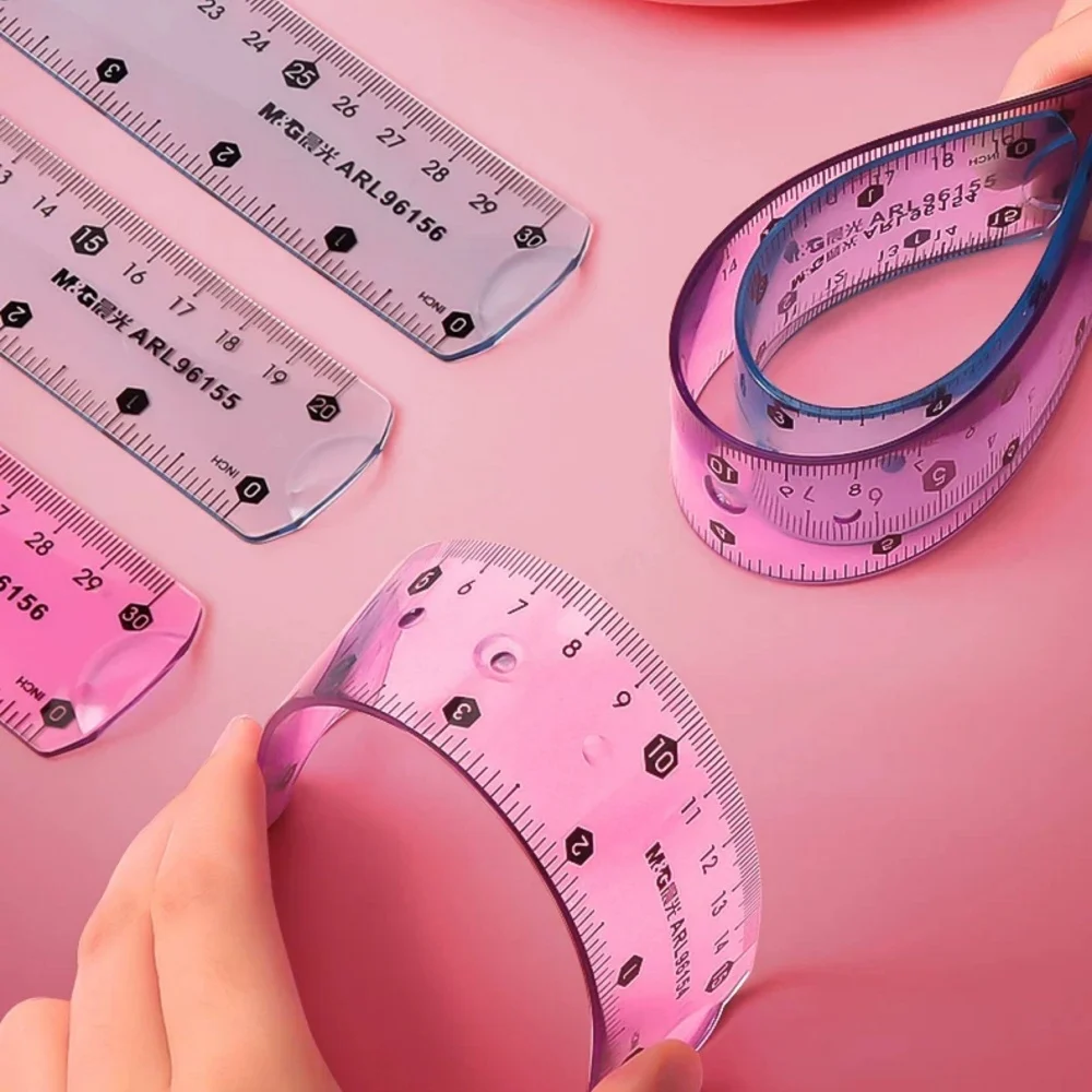 M&G 15/20/30 cm Transparent Soft Ruler Shatterproof Straight Edge Foldable Portable Ruler for Student School & Office Stationery
