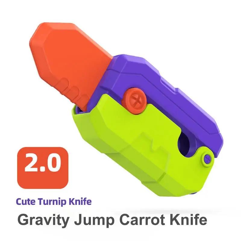 Creative Explosive Gravities Knife Carrot Knife Portable Push Card Small Toy 3D Anxiety Relief Sensory Cutter Toys For Kids