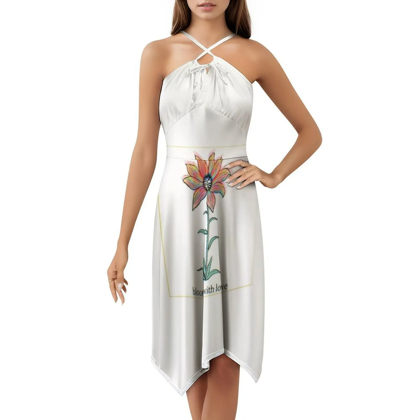 فستان نسائي أنيق للحفلات من Bloom With Love فستان على شكل حرف a مع خيارات قصيرة/طويلة/بدون أكمام زهور ربيع رومانسي