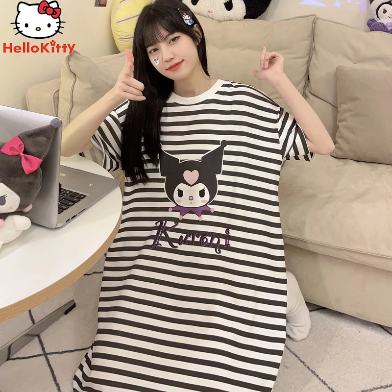 Kuromi Nachthemd Sanrios Anime Kawaii Sommer mode lose lässig süß süß girly Nachthemd schwangere Frau Nachthemd Geschenk