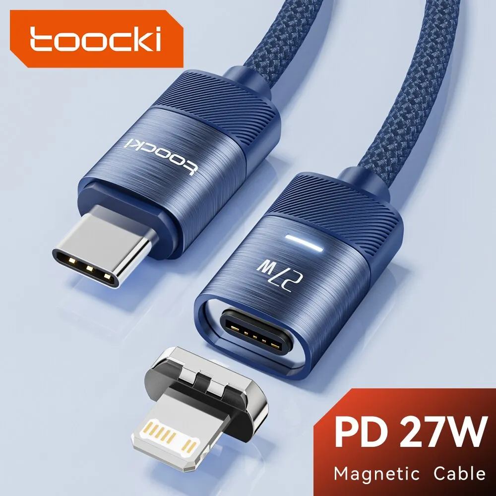 Toocki PD 27W Magnetic Cable Type C 2.4A Fast Charging Charger Magnet Cable Wire For iPhone 14 13 12 Pro Max X XR USB Data Cord