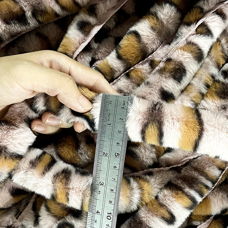 1m Faux Rabbit Fur Leopard Ribbon Stripe taśmy DIY odzież szycia puszyste wykończenia przycinanie tkaniny do szycia kostium pluszowe futro