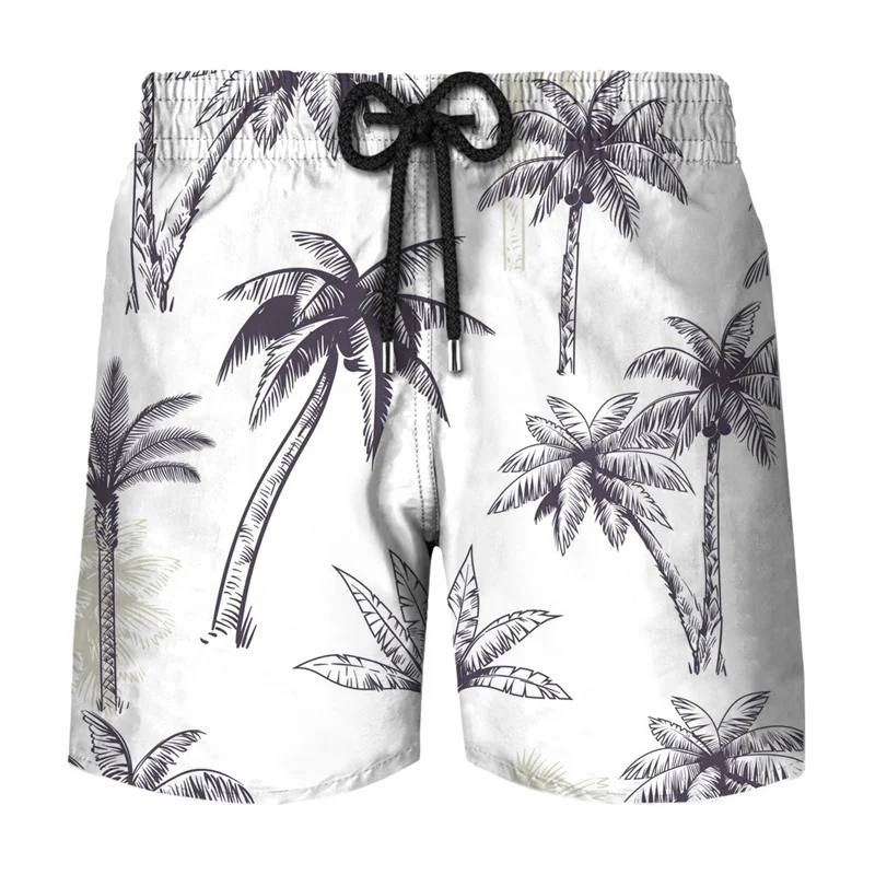 Simple Beach Coconut Tree 3D Printed Short Pants Mens Summer Board Shorts Swimsuit Male Swimming Trunks Quick-dry Custom Shorts