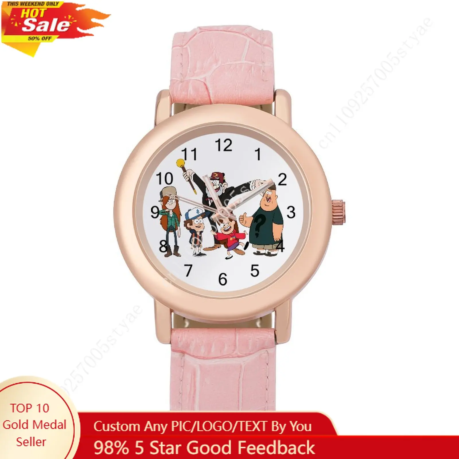 

Gravity Falls Women Leather Strap Watch Disney Cartoon Custom Watch Personalized Your Own Design Holiday Birthday Gift Cosplay