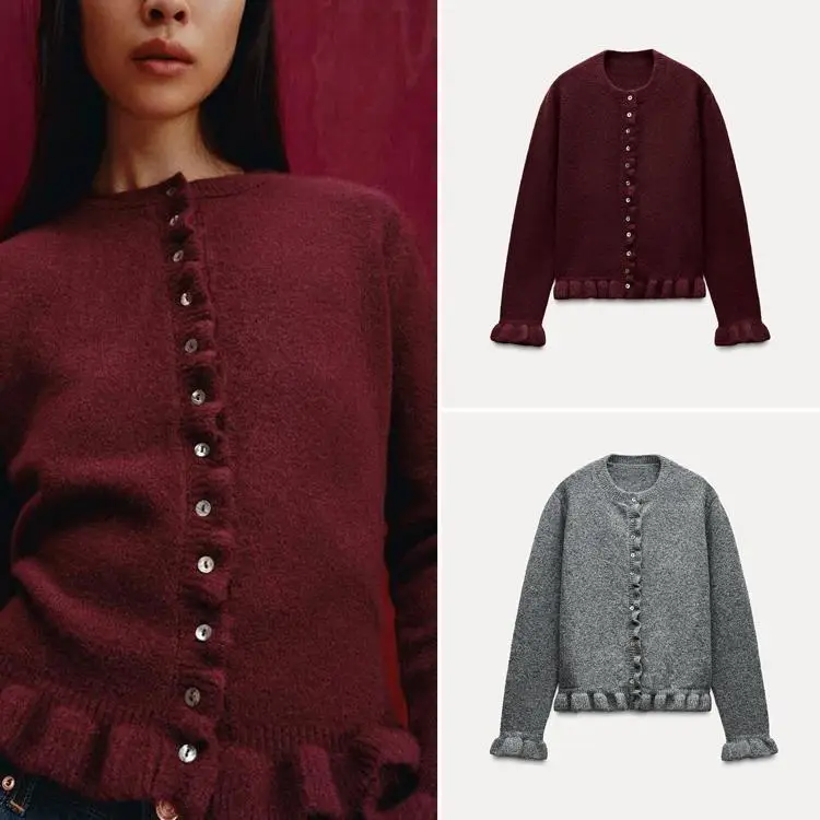 

Повседневный вязаный открытый кардиган с многослойными украшениями, Новое поступление, весеннее женское пальто Faion Street Sle, длинное пальто прямого кроя