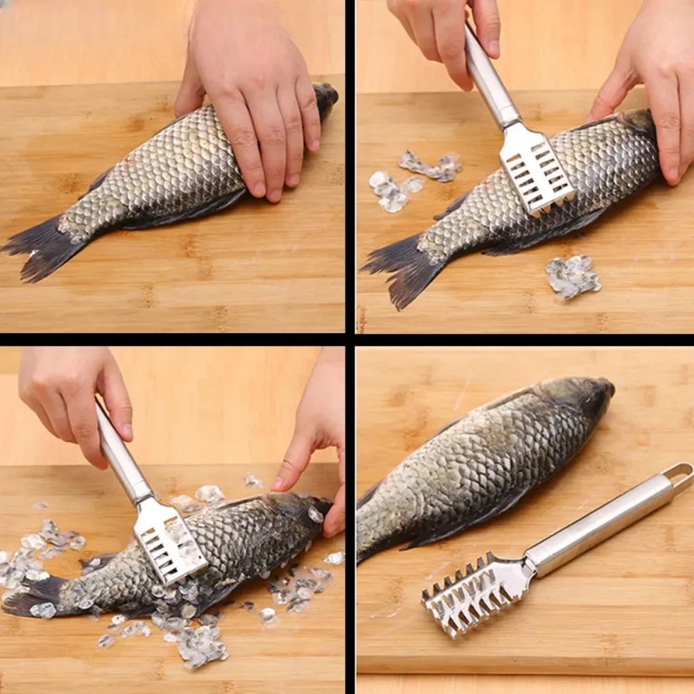 Stainless Fish Scales Scraping Graters Fast Remove Fish Cleaning Peeler Scraper Fish Bone Tweezers Kitchen Accessorie Tool Gadge